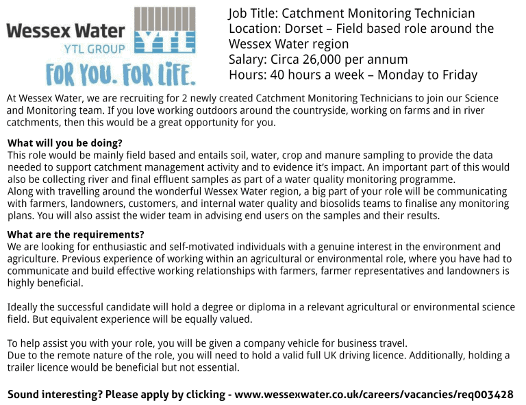 Wessex Water Catchment Monitoring Technician