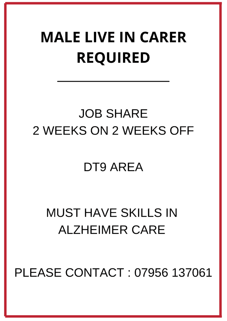 Male Live in Carer Required