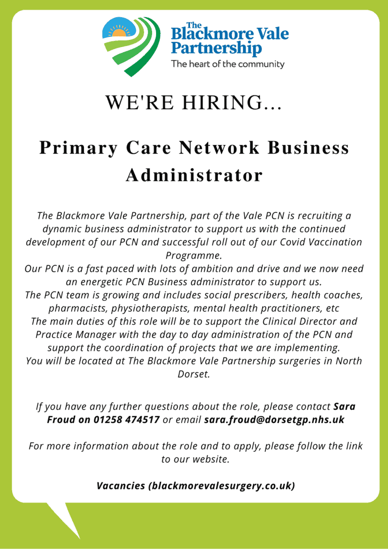Primary Care Network Business Administrator | Blackmore Vale Partnership