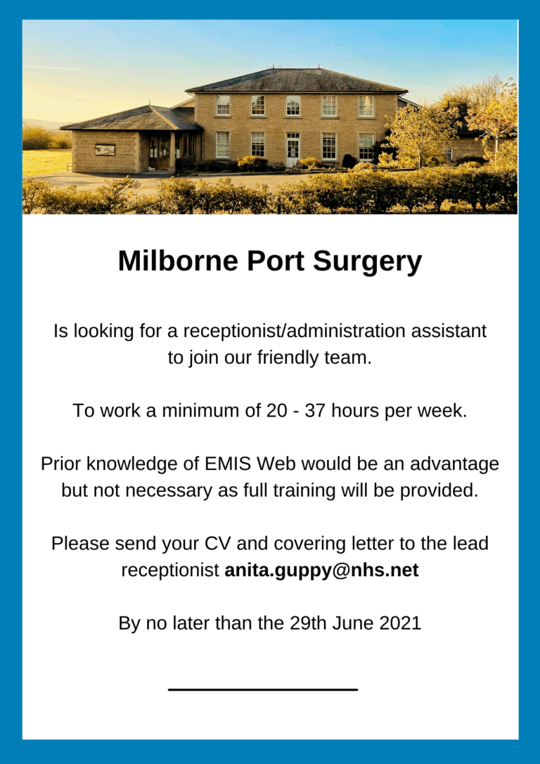 Milborne Port Surgery | receptionist / administration assistant