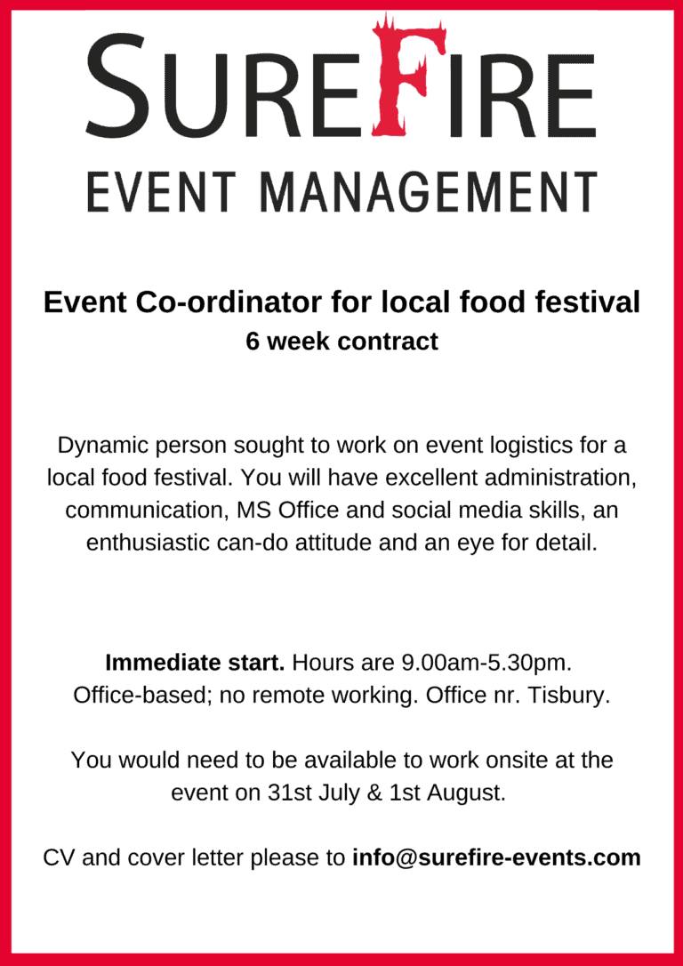 Event Co-ordinator for local food festival | Surefire Events