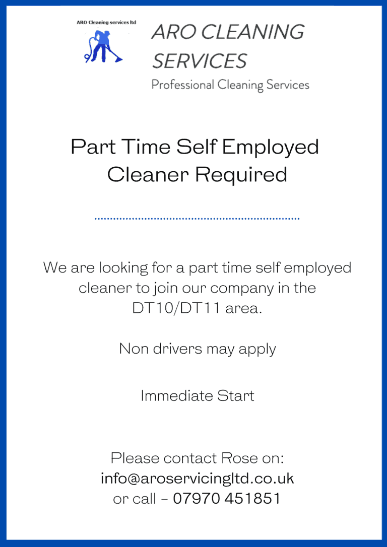 Part Time Self Employed Cleaner Required