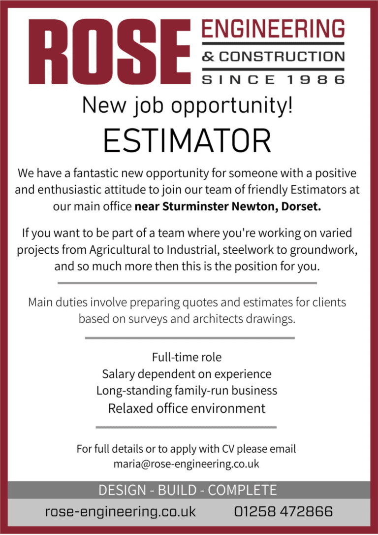 Estimator Required | Rose Engineering & Construction