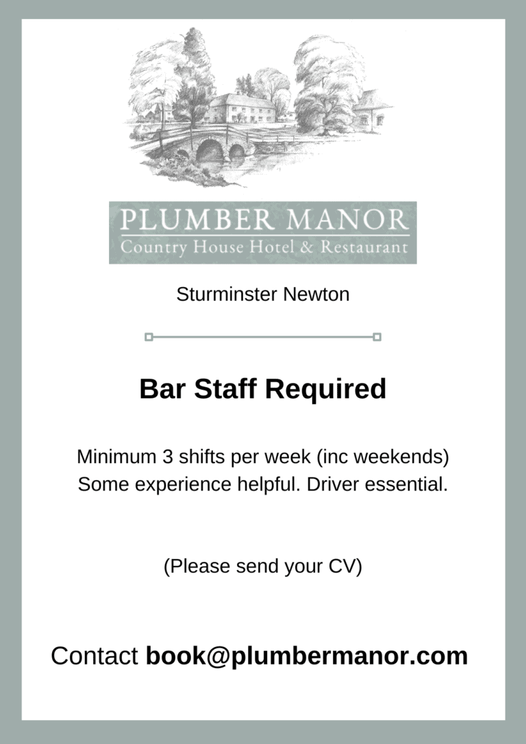 Bar Staff Required | Plumber Manor Sturminster Newton