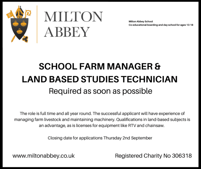 Milton Abbey School Farm Manager Required