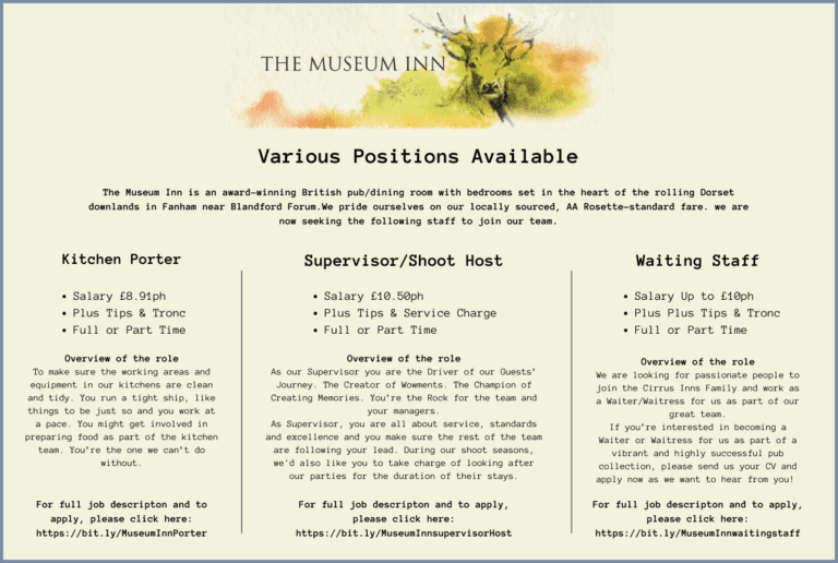 The Museum Inn | Various Positions Available