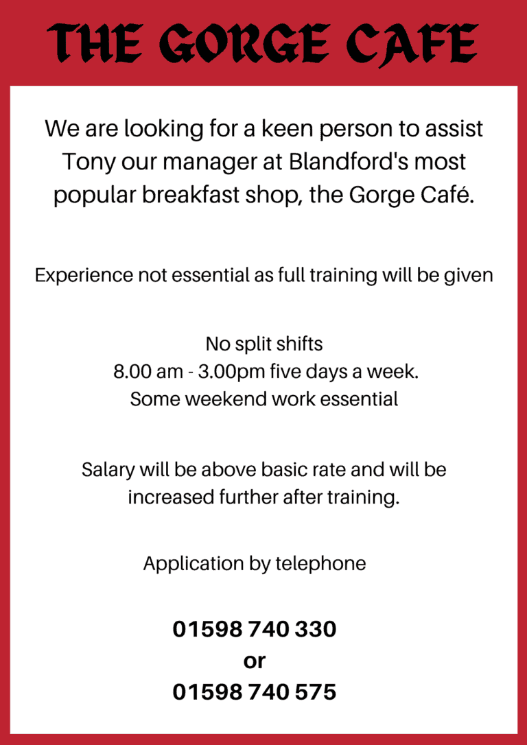 The Gorge Café – Assistant Required