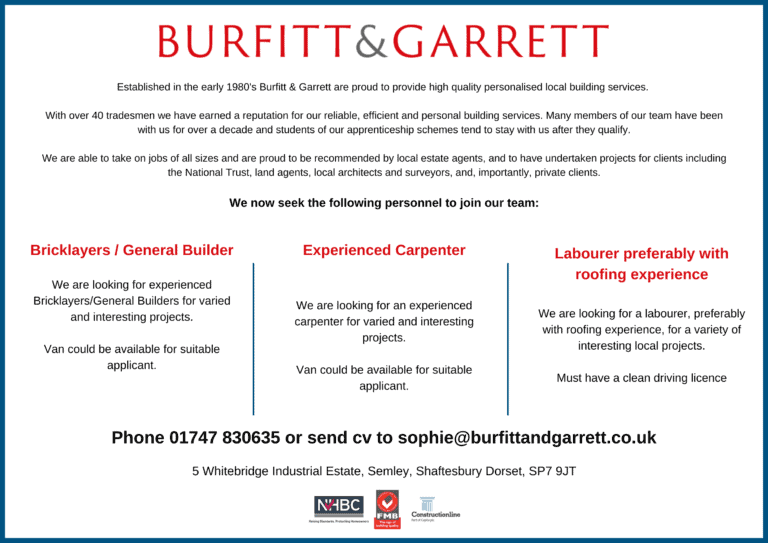 Burfitt & Garrett | Various Postions in the Building Trade Available