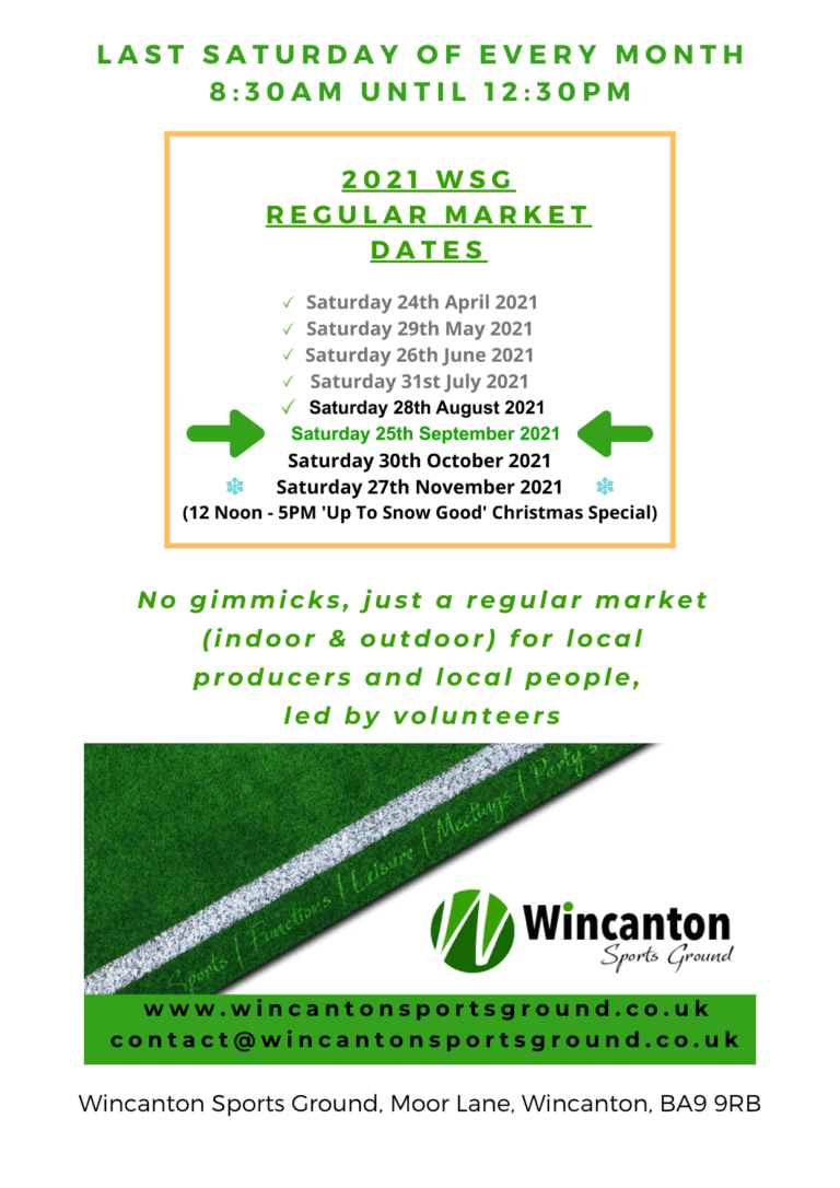 Wincanton Sports Ground Regular Market Dates | September 2021