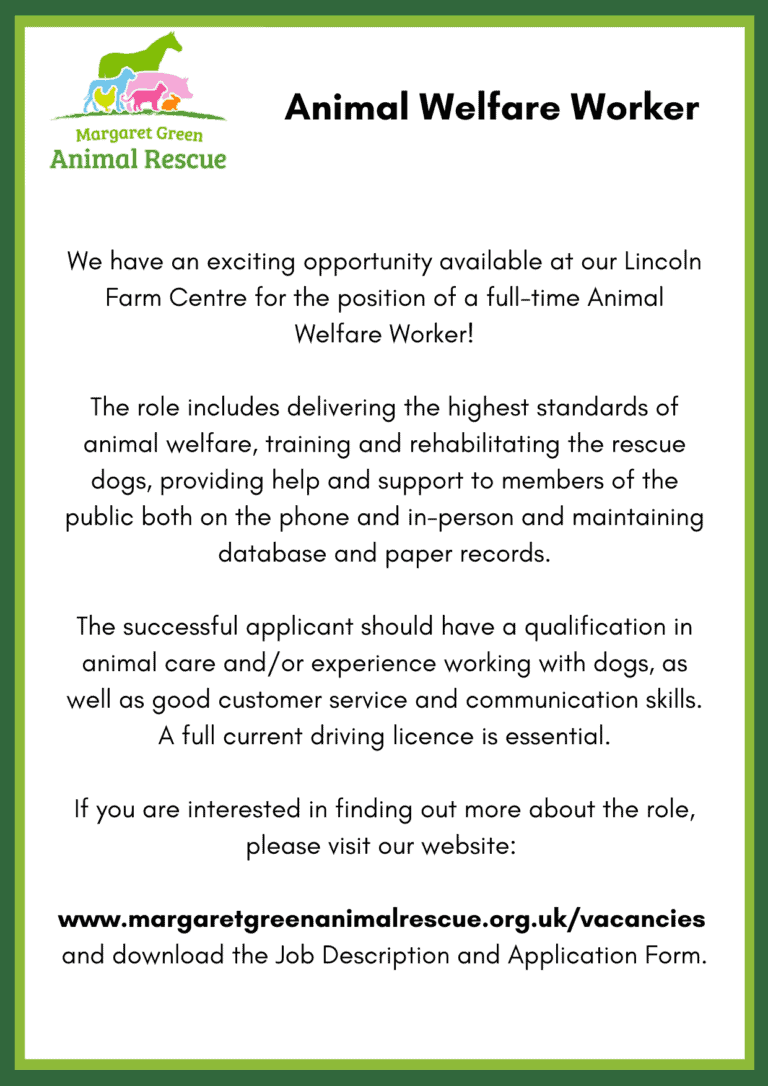 Margaret Green Animal Rescue – Animal Welfare Worker