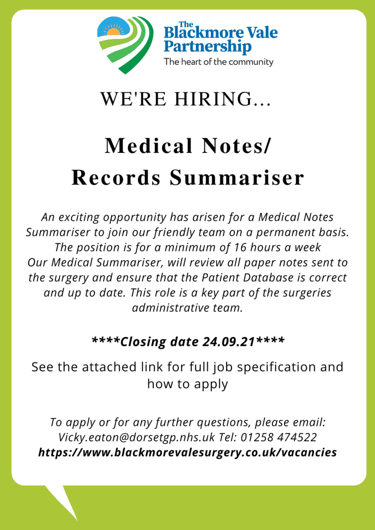 Medical Notes/Records Summariser | The Blackmore Vale Partnership