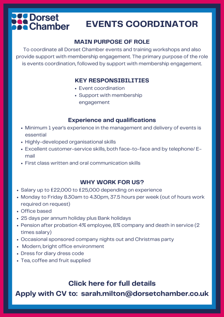 EVENTS COORDINATOR | Dorset Chamber