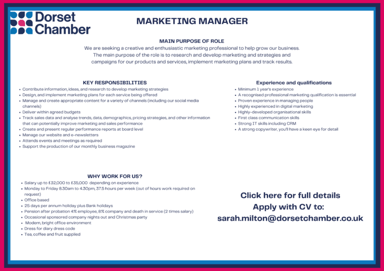 MARKETING MANAGER | Dorset Chamber