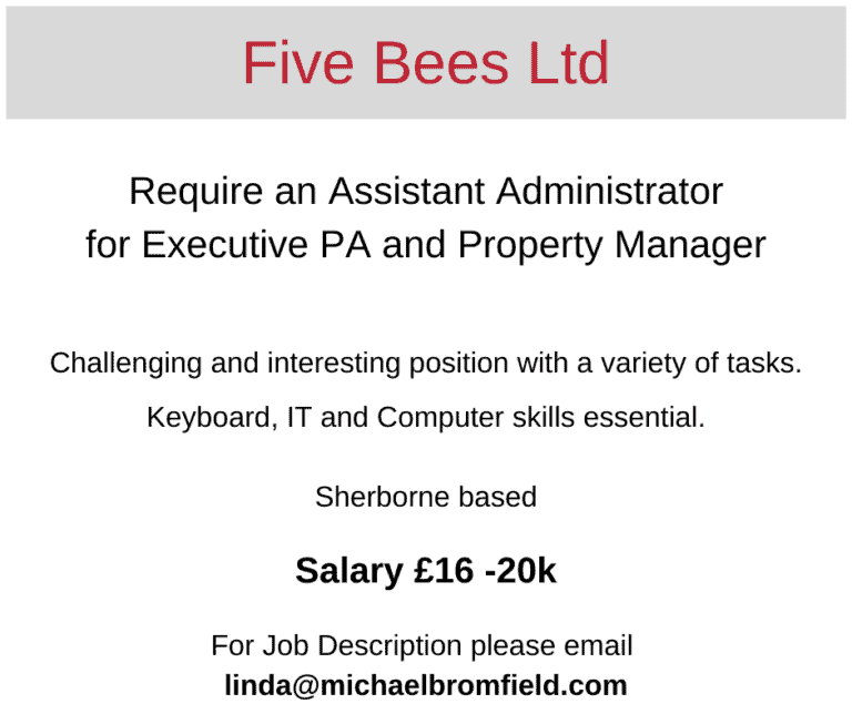 Assistant Adminstrator Required | Five Bees Ltd