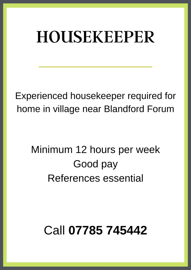 Housekeeper Required near Blandford Forum
