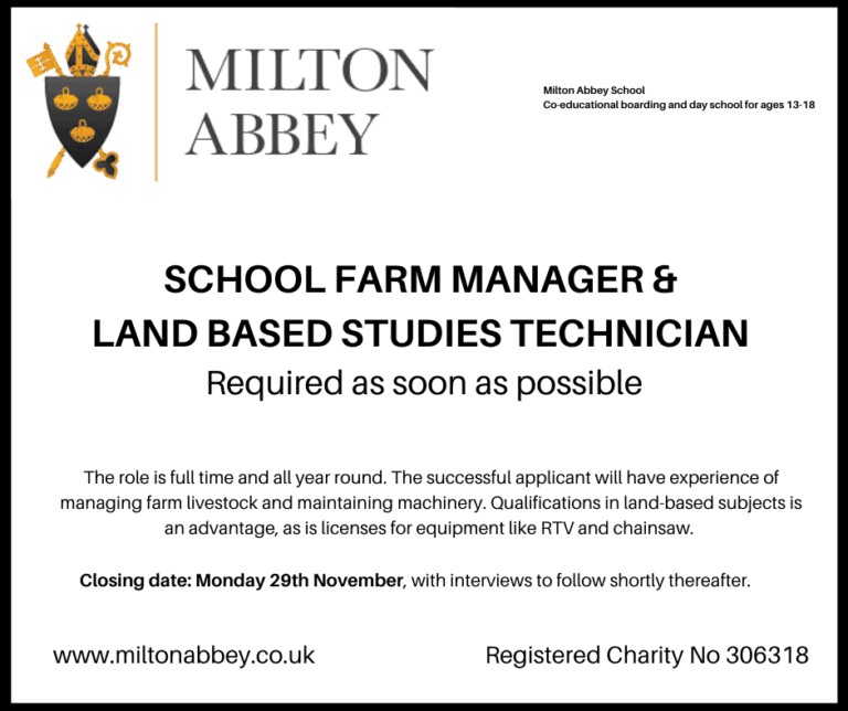Milton Abbey School Farm Manager Required