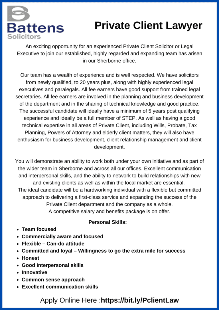 Private Client Lawyer | Battens Solicitors