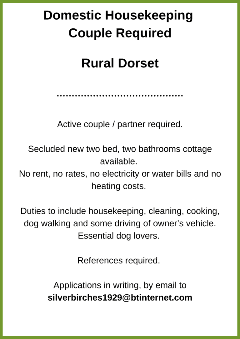 Domestic Housekeeping Couple Required | Rural Dorset
