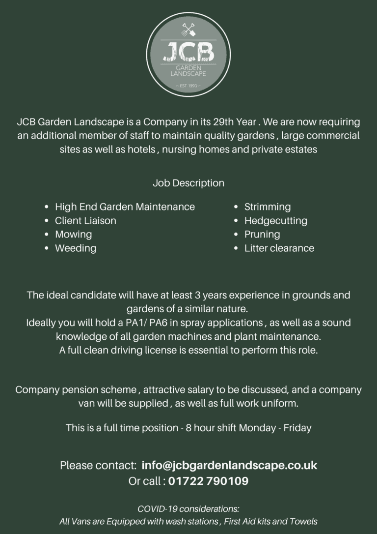 High End Garden Maintenance Position | JCB Garden Maintenance