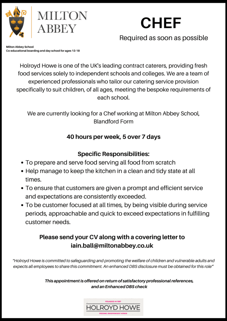 Chef | Milton Abbey School | Holroyd Howe