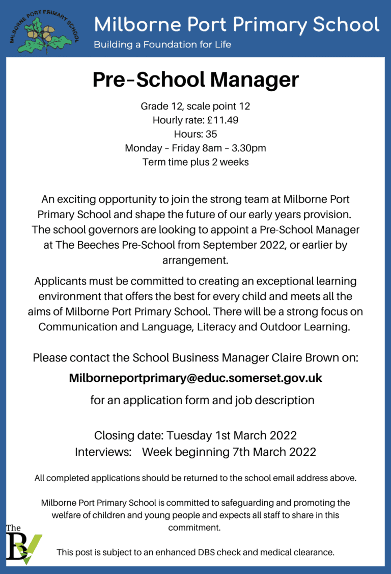 Pre–School Manager | Milborne Port Primary School