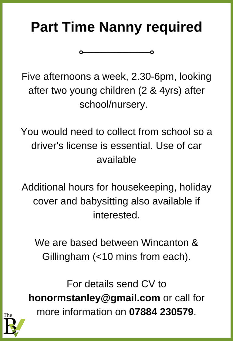 Part Time Nanny required