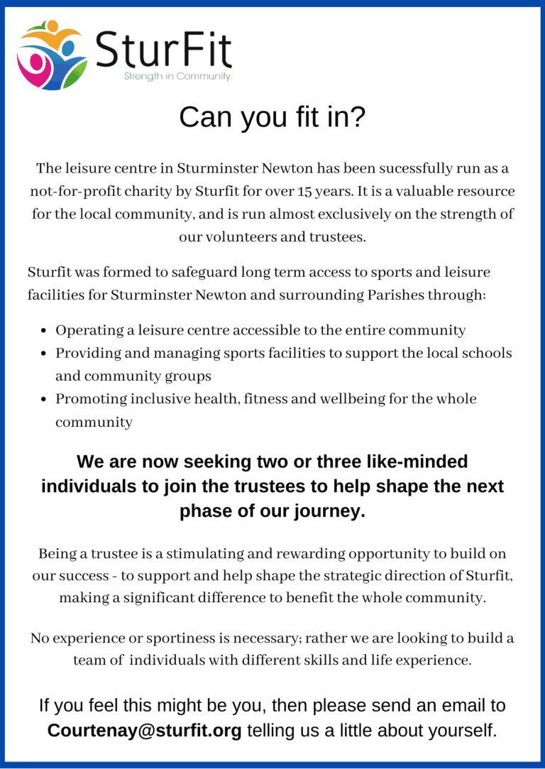 Trustees Wanted | Sturfit (Sturminster Newton Leisure Centre)