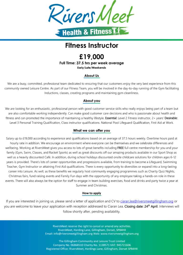 Fitness Instructor | RiversMeet Leisure Centre