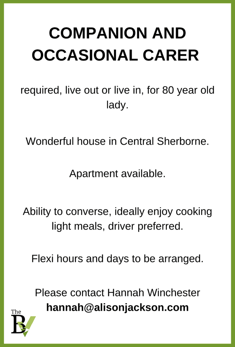 Companion and Occasional Carer required Sherborne