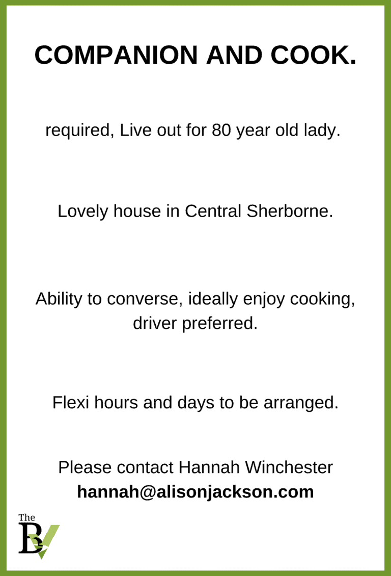 Companion & Cook Required Sherborne
