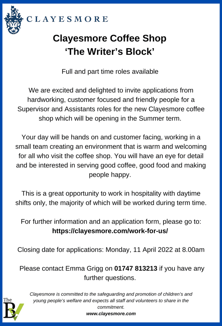Clayesmore Coffee Shop The Writer’s Block’