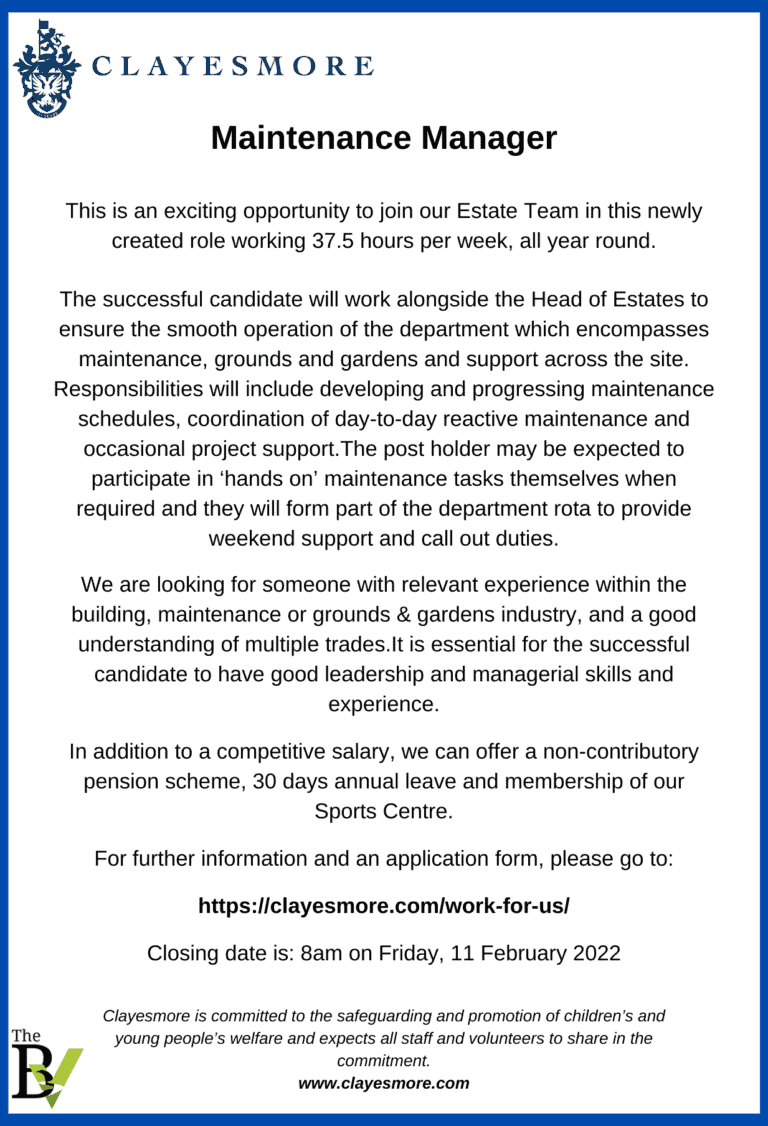 Maintenance Manager | Clayesmore School