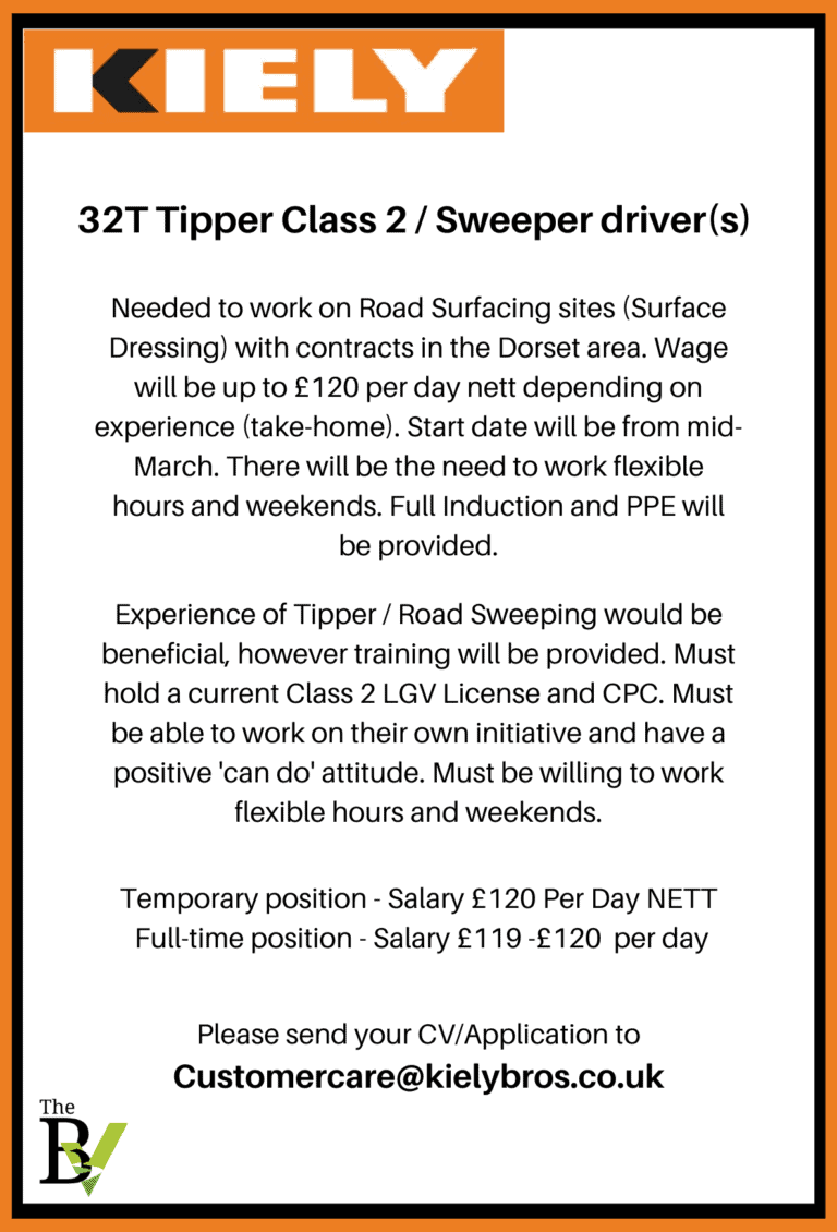 32T Tipper Class 2 / Sweeper driver(s)
