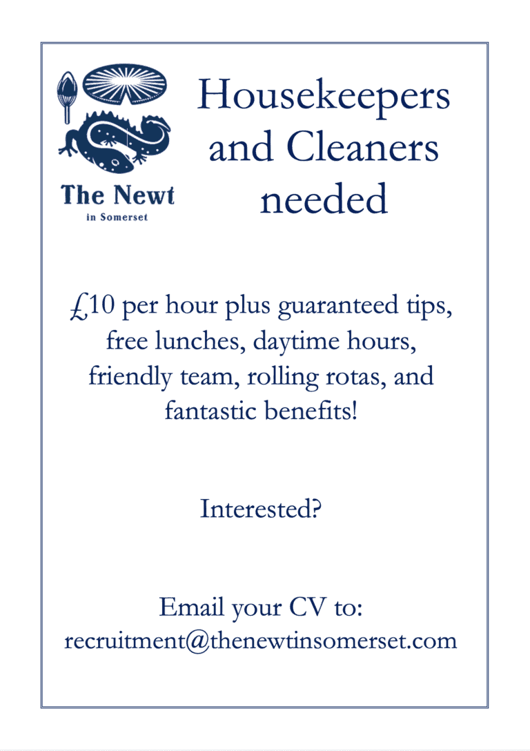 Housekeepers & Cleaners Required | The Newt