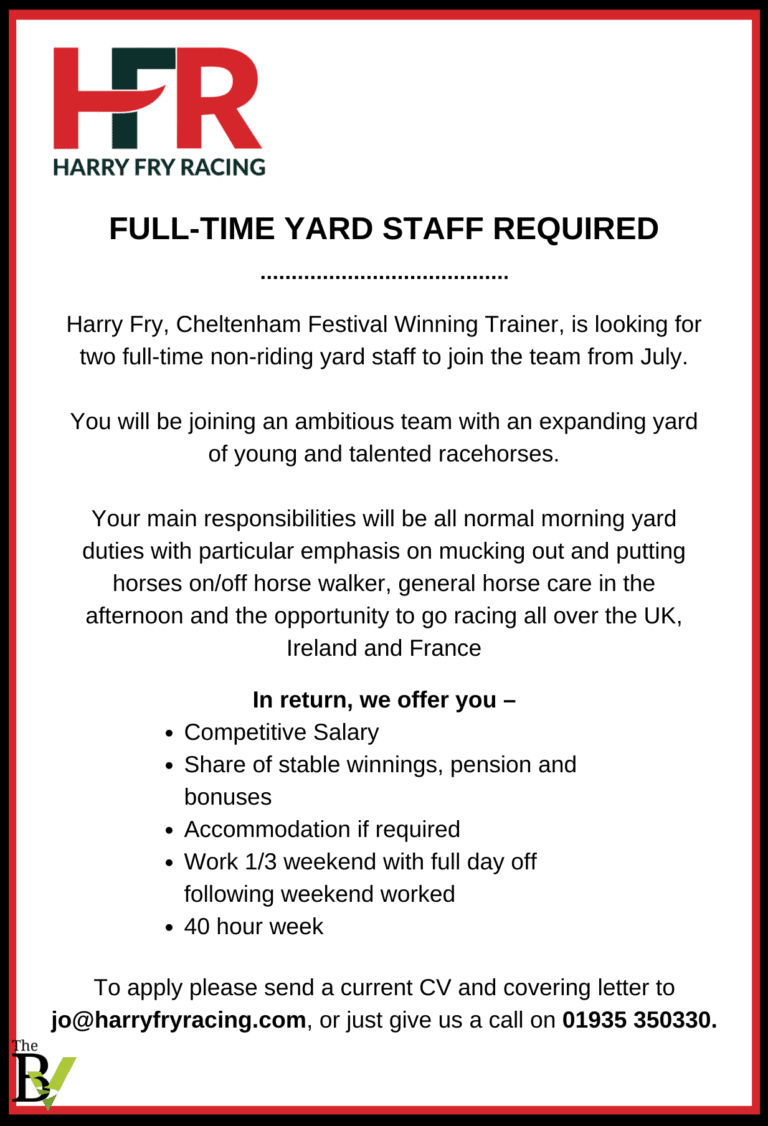 Full Time Yard Staff Required | Harry Fry Racing Ltd