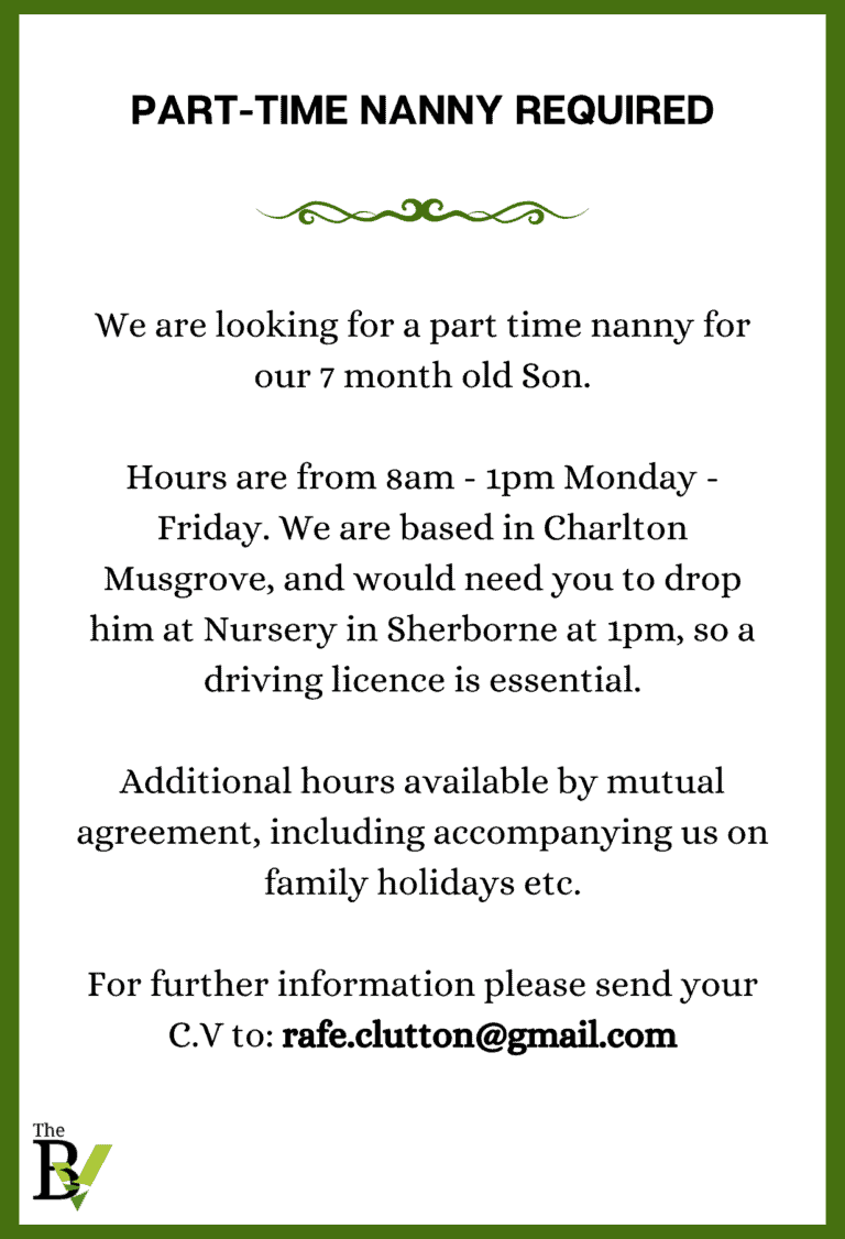PART-TIME NANNY REQUIRED