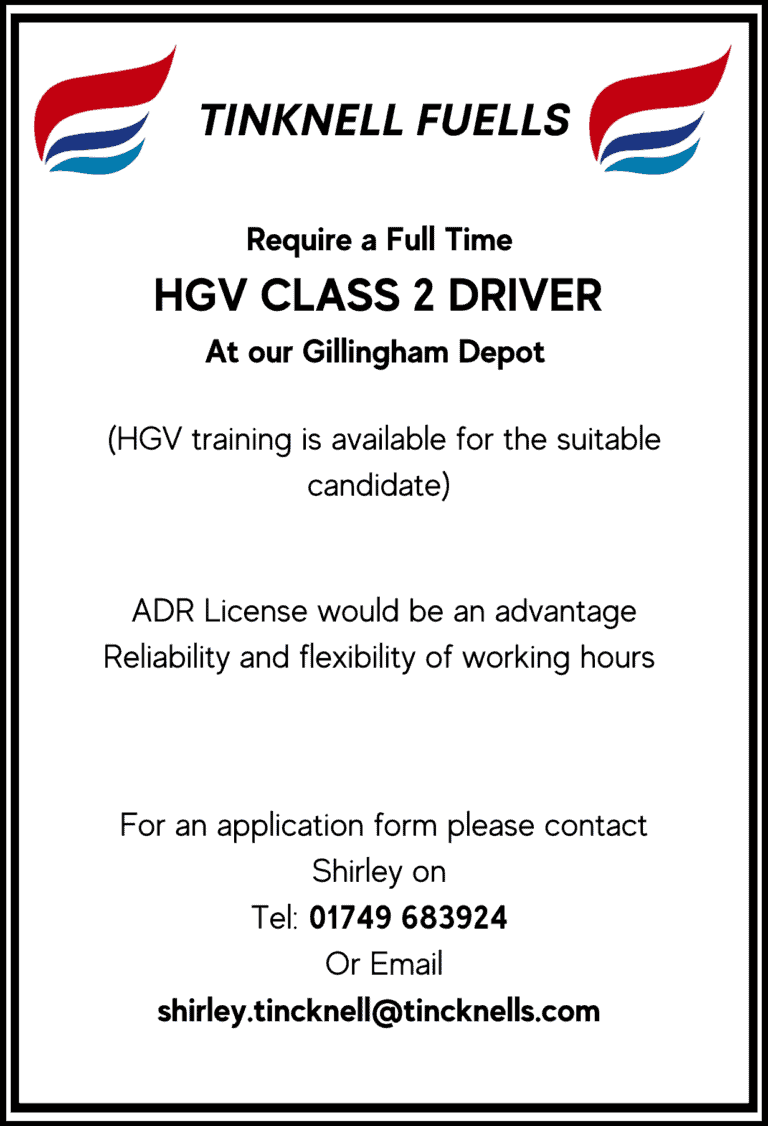 HGV CLASS 2 DRIVER (Gillingham) | Tincknell Fuels