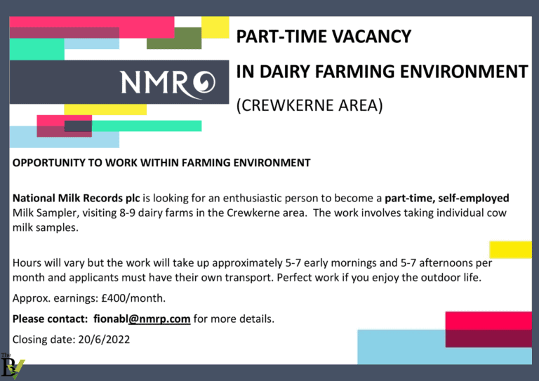 Part-Time Vacancy In Dairy Farming Environment (Crewkerne Area) | NMR