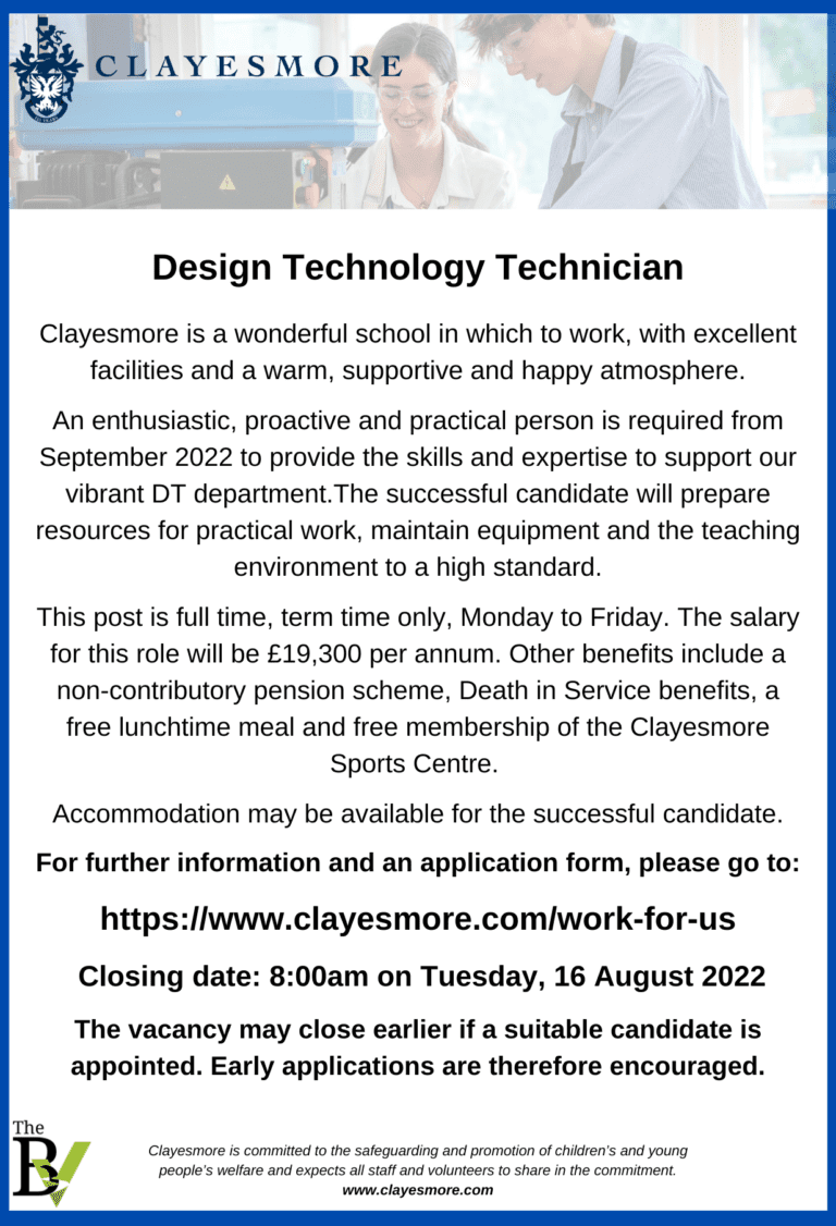 Design Technology Technician | Clayesmore School