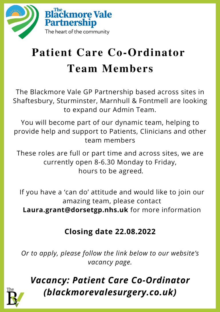 Patient Care Co-Ordinator Team Members | Blackmore Vale Partnership