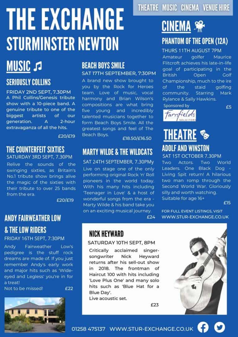 What’s on at the Exchange in August & beyond