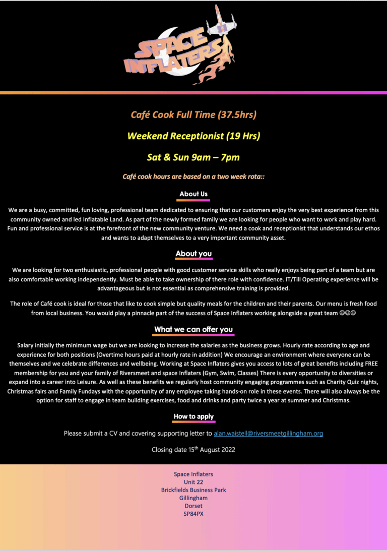 Various Positions available at Space Inflaters Gillingham
