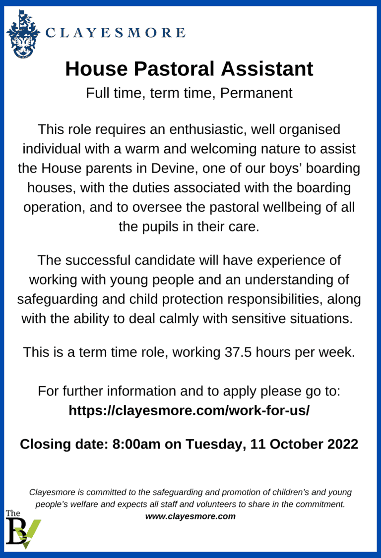 House Pastoral Assistant | Clayesmore School