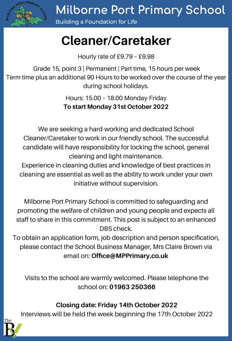 Cleaner/Caretaker | Milborne Port Primary School