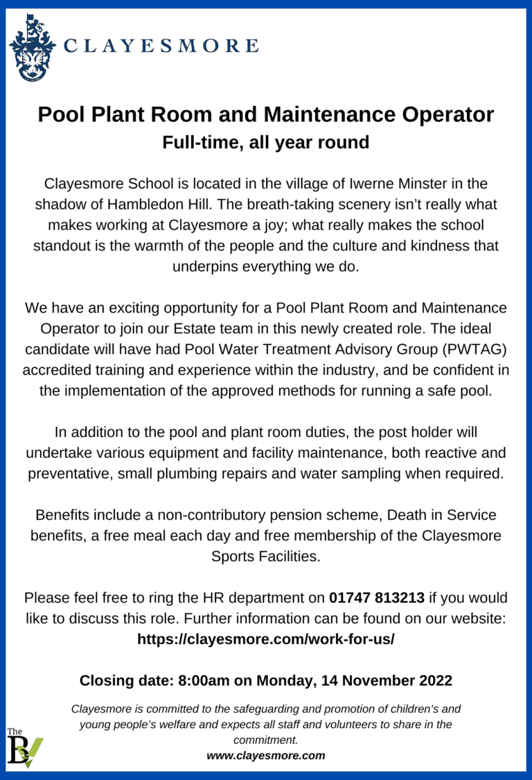 Pool Plant Room and Maintenance Operator | Clayesmore School