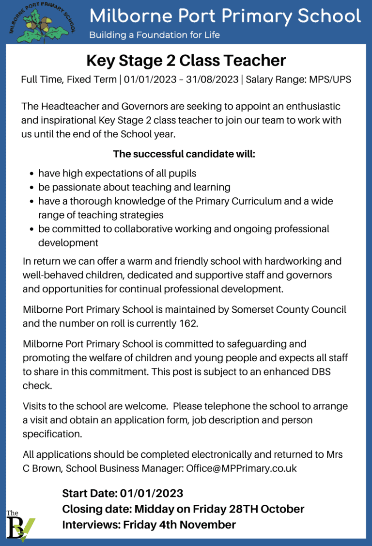 Key Stage 2 Class Teacher Milborne Port Primary School