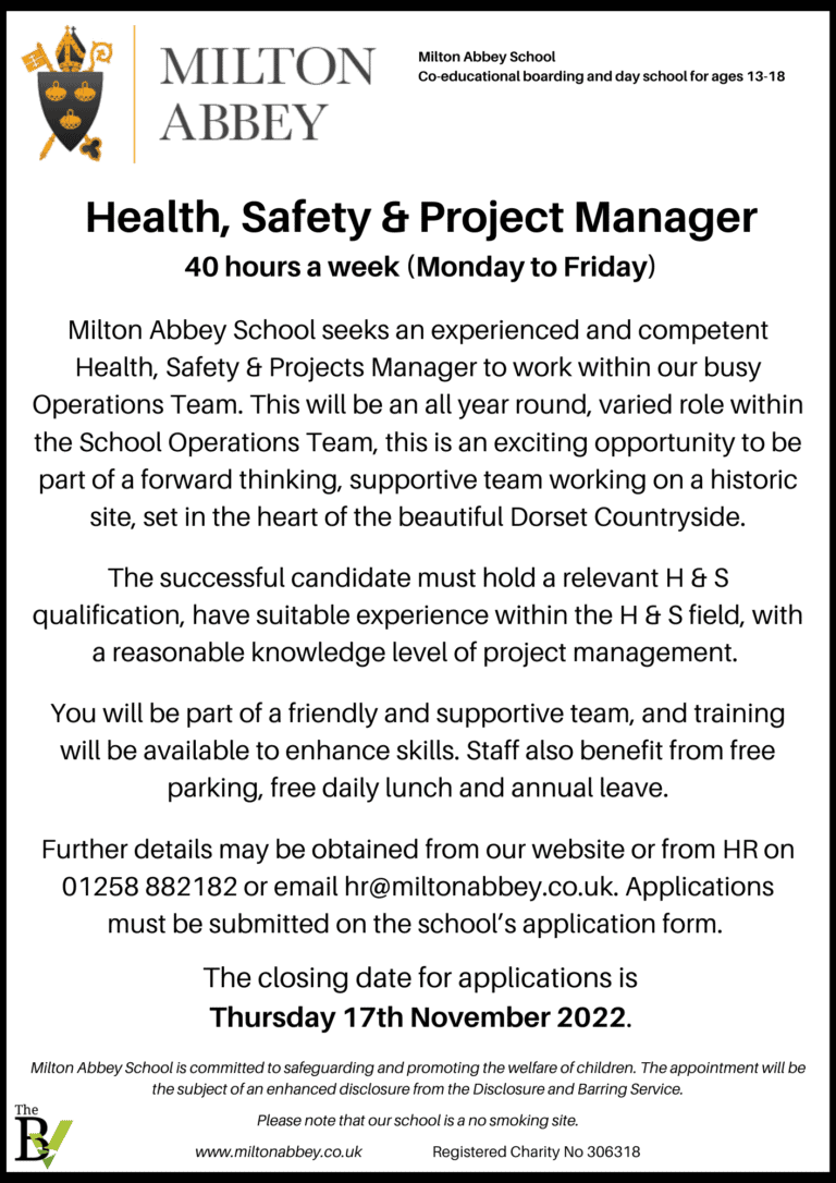 Health, Safety & Project Manager | Milton Abbey School
