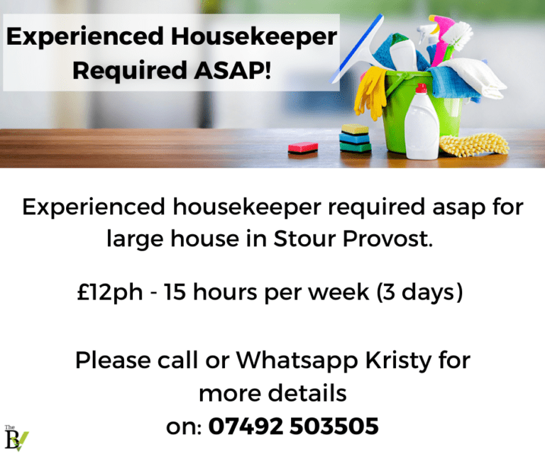 Experienced Housekeeper Required ASAP! | Stour Provost.