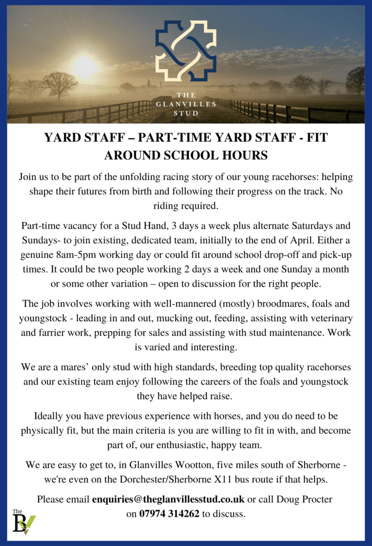 YARD STAFF required – part time | Glanvilles Stud