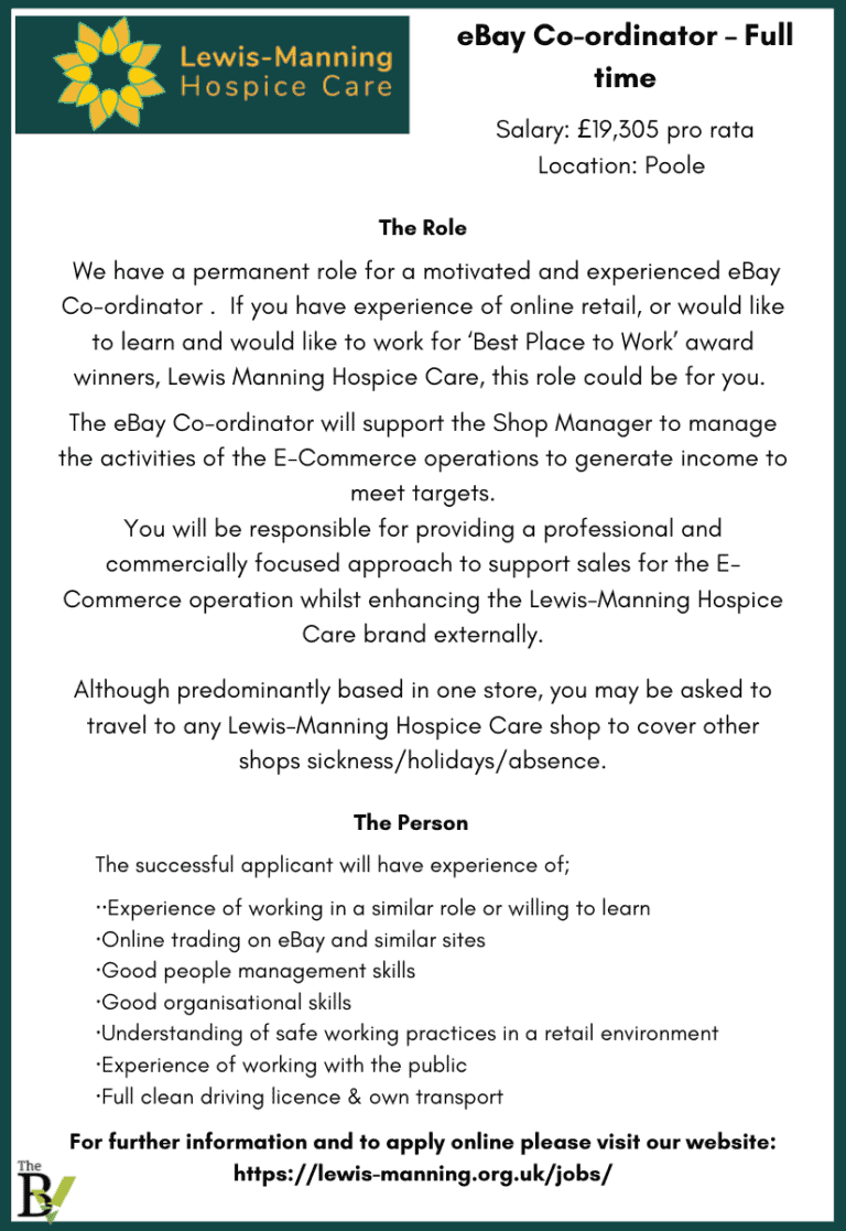 eBay Co-ordinator – Full time | Lewis Manning
